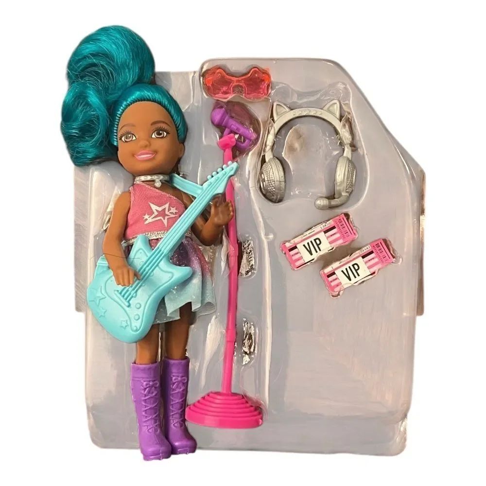 Barbie Chelsea Can Be Anything Pop Star Rockstar Doll Playset Teal Hair